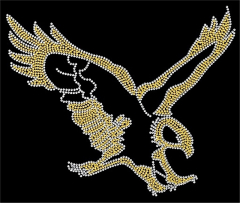 Hotfix Strass Bügelbild Adler Gold Chrystal 090407