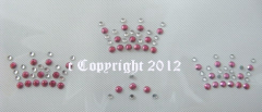 Bügelbild Strass Applikation 3 kleine Krönchen Pink süß 110713