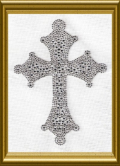 HotFix Strass gr. Strass Kreuz silber/Crystal 110917