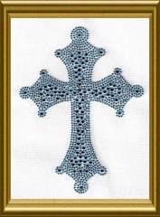 Hotfix Strass Bügelbild großes Kreuz Türkis / Aqua 110917