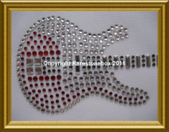 Hotfix Strass - Bügelbild traumhafte Gitarre rot 110214