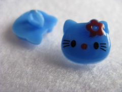 1 Kinderknopf Knöpfe Kätzchen Blau 14 x 13mm