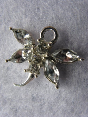 Anhänger Charms Strass Libelle Crystal versilbert