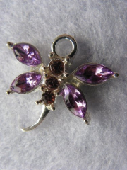 Anhänger Charms Strass Libelle Flieder versilbert