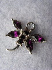 Anhänger Charms Strass Lila Amethyst  versilbert