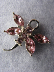 Anhänger Charms Strass Libelle Rosa versilbert