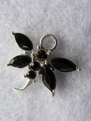 Anhänger Charms Strass Schwarz versilbert