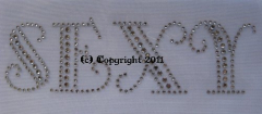 Hotfix Strass Bügelbild Schrift SEXY 110623