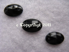 15 Aufnähsteine Oval Schwarz 12x8 mm – Glitzernde Aufnähstrass Steine für Textilien
