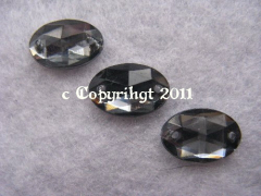 15 Aufnähsteine Aufnähstrass Oval ca. 12 x 8 mm Black Diamond