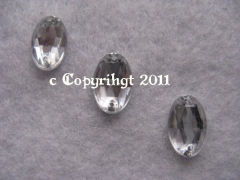 15 Aufnähsteine Aufnähstrass Oval ca. 12 x 8 mm  Crystal