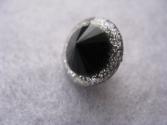 2 Schmuckknopf Glitzersteine Rund nähen basteln 10mm Schwarz Gli