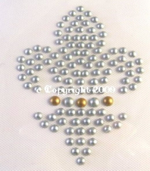 Hotfix Bügelbild französische Lilie Silber-Gold Glitter120123