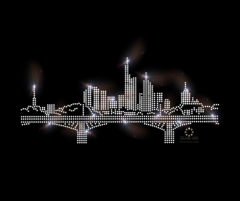 Strass Bügelbild Frankfurt am Main gefüllt Skyline 120303