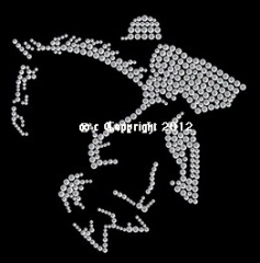 Hotfix Strass Bügelbild Pferd Reiten Springreiter 120824-08sc