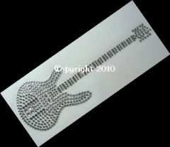 Hotfix Strass Bügelbild Gitarre Schwarz-Crystal 110214