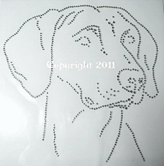 Hotfix Strass Bügelbild Hund Dog Weimeraner Kopf Zucht Applikation Motiv 121209