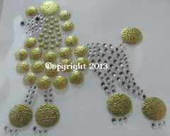 Bügelbild Strass Hund Pudel Crystal/Gold 130131