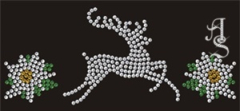 Strass Bügelbilder Applikation Hirsch Edemweiss re.121023 Strass Bügelbilder Applikation Hirsch Edemweiss re.121023
