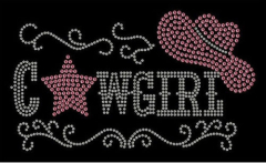 Hotfix Bügelbild Cowgirl Rosa Silver Metallstuds 140305