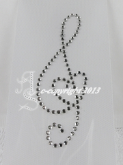 Hotfix Bügelbilder Strass Notenschlüssel mit Herz 130517 Crystal