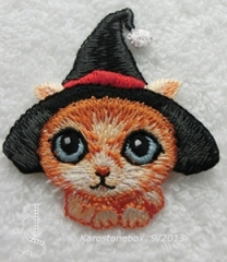 1A qualtiät`s Patch Applikation zum aufbügeln Bügelbild Kätzchen mit Zauberhut