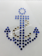 Hotfix Strass Bügelmotiv Anker 130707 Cobalt + Goldtopaz