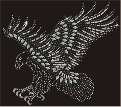 Hotfix Strass Bügelbild Eagle Toller Adler silber 150608