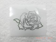 Strass Bügelbild Applikation Rose Shirt Crystal / Grün 121129