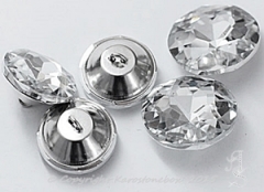 Glas Aufnähsteine Knopf mit Öse Strassteine ca.25mm Crystal