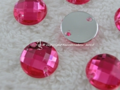 Aufnähsteine in 12 mm rund Farbe Pink Fuchsia 15 Stück