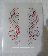 Strasssteine Bügelbild 2 Edle Ranken Motiv Applikation 160320 Rot oder zur Wahl