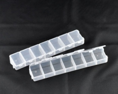 Hotfix Strass Sortierbox mit 2 Stück je 7 Fächern zur sicheren Aufbewahrung von Hotfix Strasssteinen, Metallstuds, Perlen, Tabletten