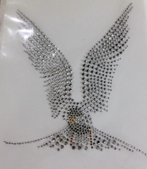 Strass Bügelbild Applikation Vogel Eule Crystal Black Diamond 190327