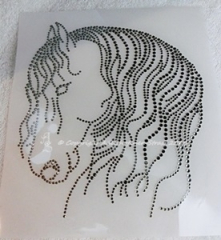 Hotfix Strass Bügelbild Bügelmotiv Pferd Friese Black Diamond 120928