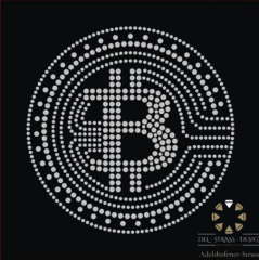 Strass Bügelbild Applikation Coin mittel in Crystal 220106