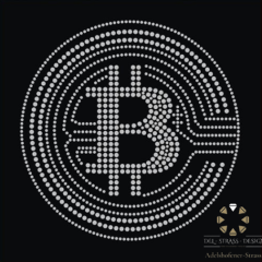 Strass Bügelbild Applikation Coin groß in Crystal 220106