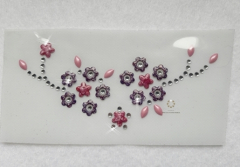 Hotfix Strass Bügelbild Strassmotiv Kl. Blüten Ranke Purple 110521