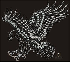 Hotfix Strass Bügelbild Eagle Toller Adler silber 150608