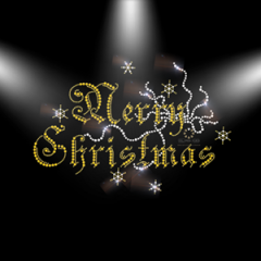 XXL Merry Christmas mit Hotfix Strass - Schriftzug und Motiven 