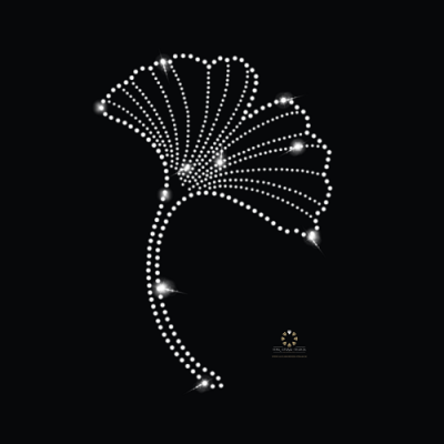 Strass Bügelbild Ginkgo Blatt – Hotfix Applikation