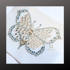 Strass Bügelmotiv Schmetterling Blau 230609