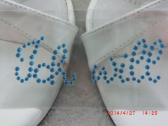 Aufkleber Strass Sticker Braut Schuhe Blau  I Will