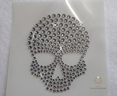 Strass Bügelbild Totenkopf Skull 120508 – kleine Applikation 8 x 6,5 cm