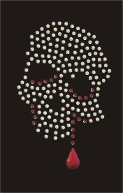 Strass Bügelbild Totenkopf mit Blutstropfen 081080 – kleiner Skull 7,5 x 5 cm
