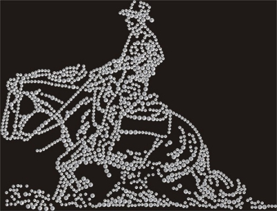 Strass Bügelbild Cowboy Western Sliding 120924 – Reitsport Motiv 21 x 16 cm