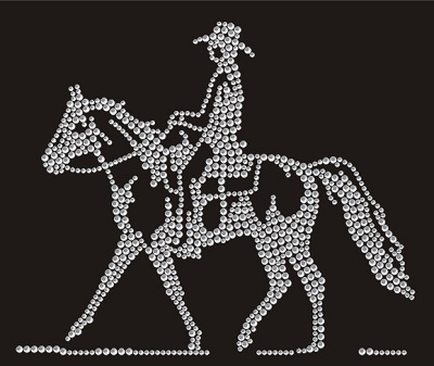 Strass Bügelbild Pferd Western Cowboy 110905 – Hotfix Aufbügel Applikation