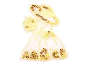 Hotfix Patch Applikation Mädchen Dame Gelb Pailletten Bügelbild Kinder ca. 12 x 7 cm Nr. 5 Hotfix Patch Applikation Mädchen Dame Gelb Pailletten Bügelbild Kinder ca. 12 x 7 cm Nr. 5